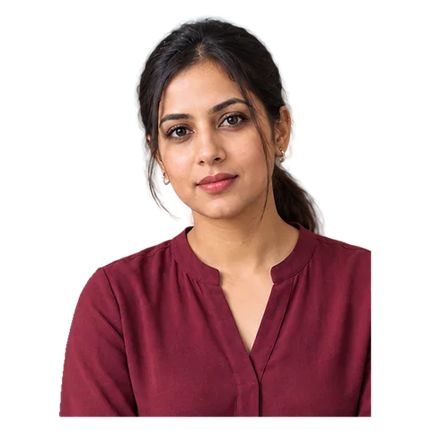 Fictional editorial persona · AI-generated portrait — Sana Mirza